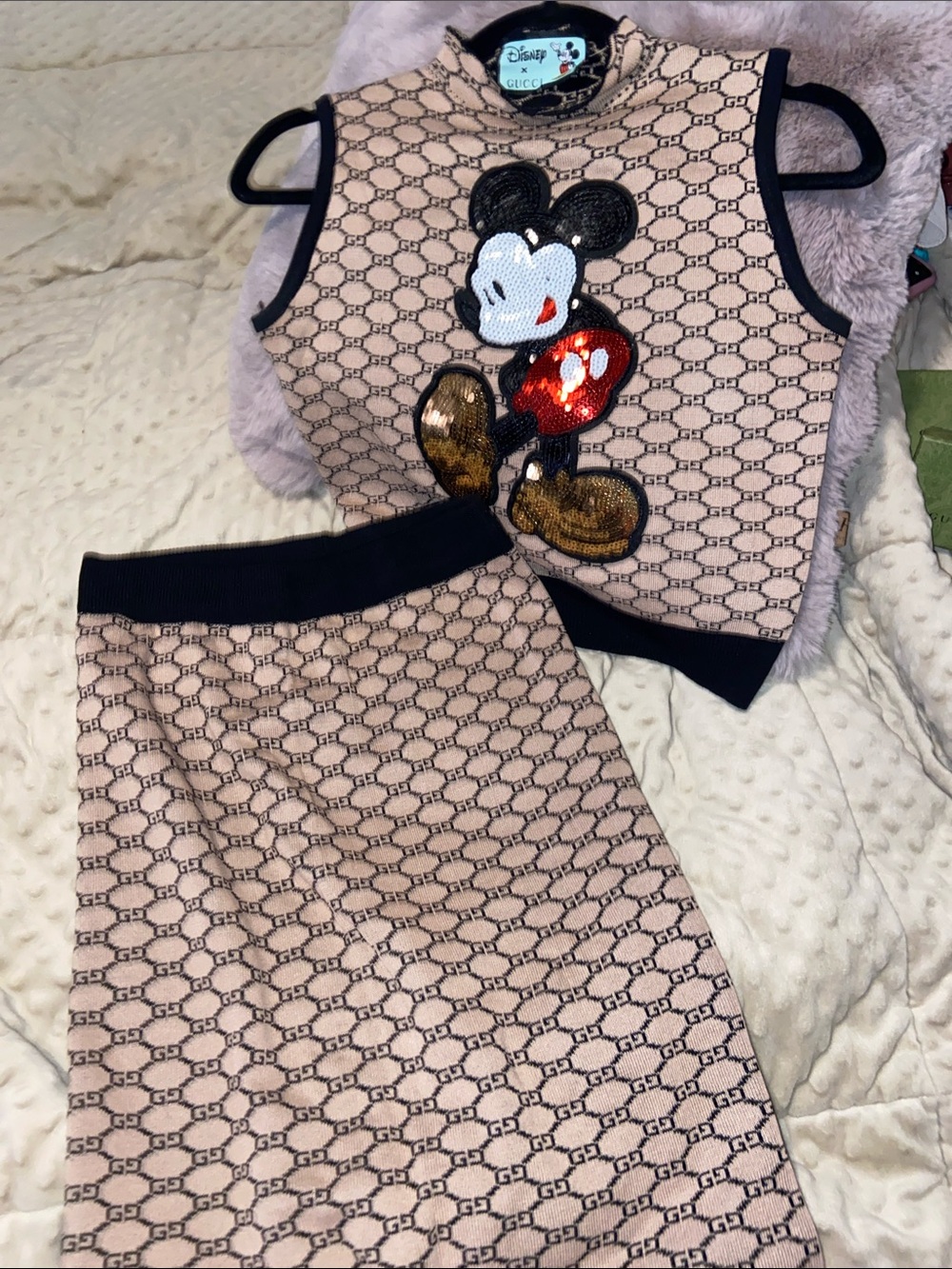 Women’s knit skirt set. Featuring Mickey Mouse